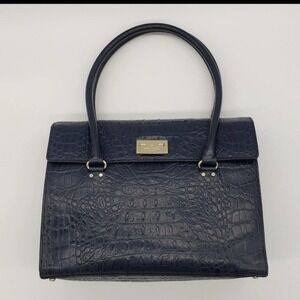 Kate Spade New York Navy Croc Embossed Leather Shoulder Handbag WKRU1824